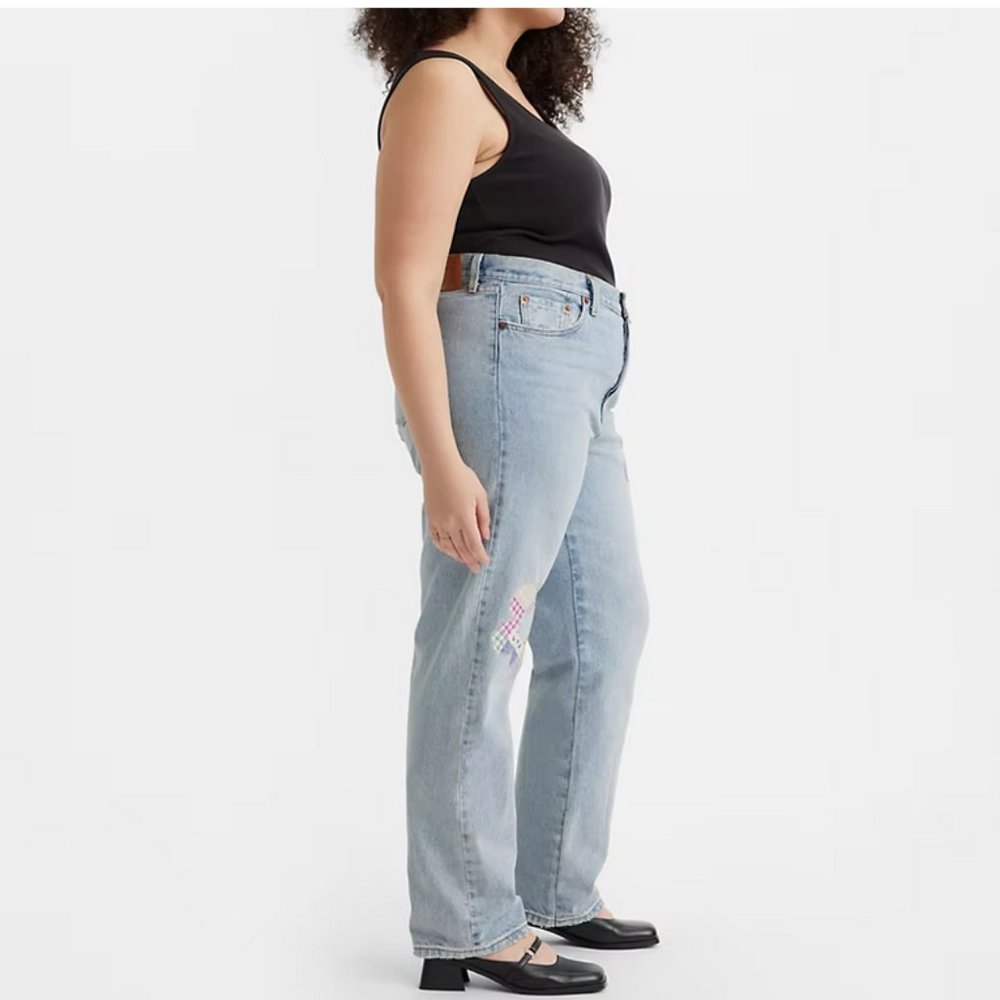 Levis 501 Plus Jeans 150th ANNIVERSARY Patchwork Fresh as a Daisy lite wash NWT - Picture 3 of 16